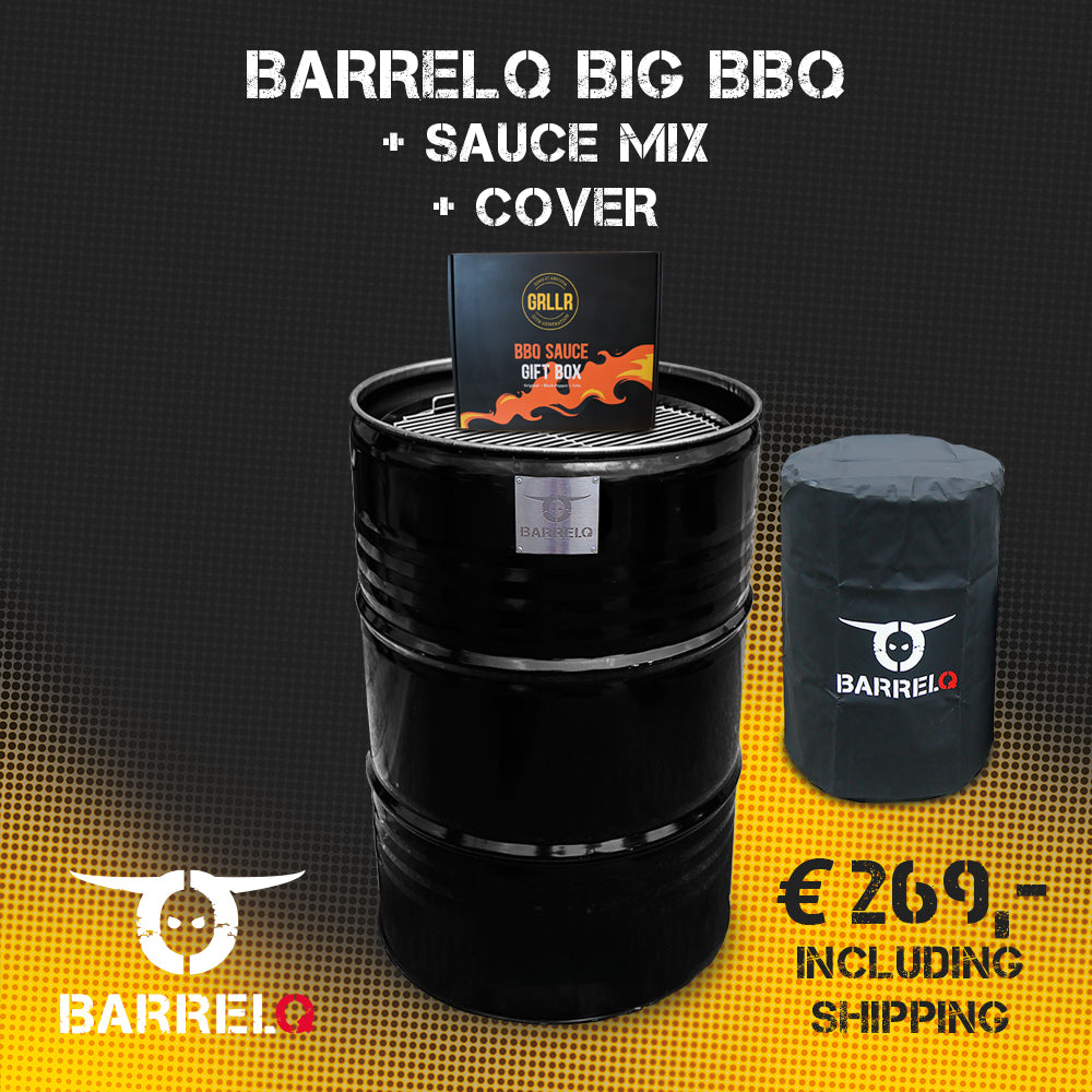 BarrelQ Big - Holzkohlegrill & Feuerstelle (200 Liter) + Schutzhülle